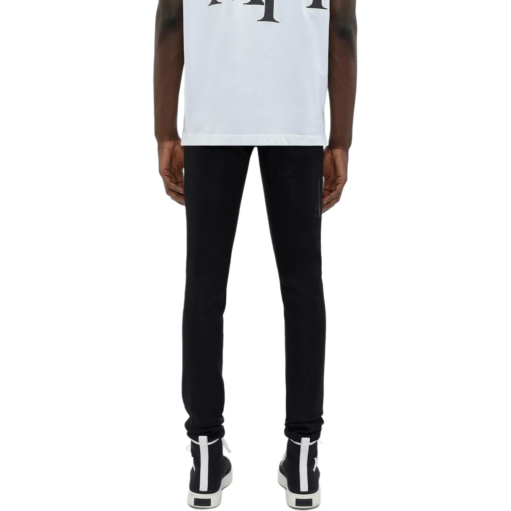 Lookbook AMIRI 蜡标破洞修身牛仔裤 黑色 AMDNSY1010-001