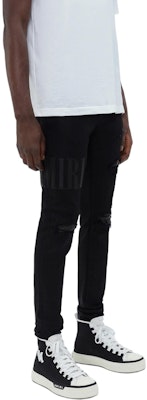 AMIRI 蜡标破洞修身牛仔裤 黑色 AMDNSY1010-001 Shop AMIRI 蜡标破洞修身牛仔裤 黑色 AMDNSY1010-001