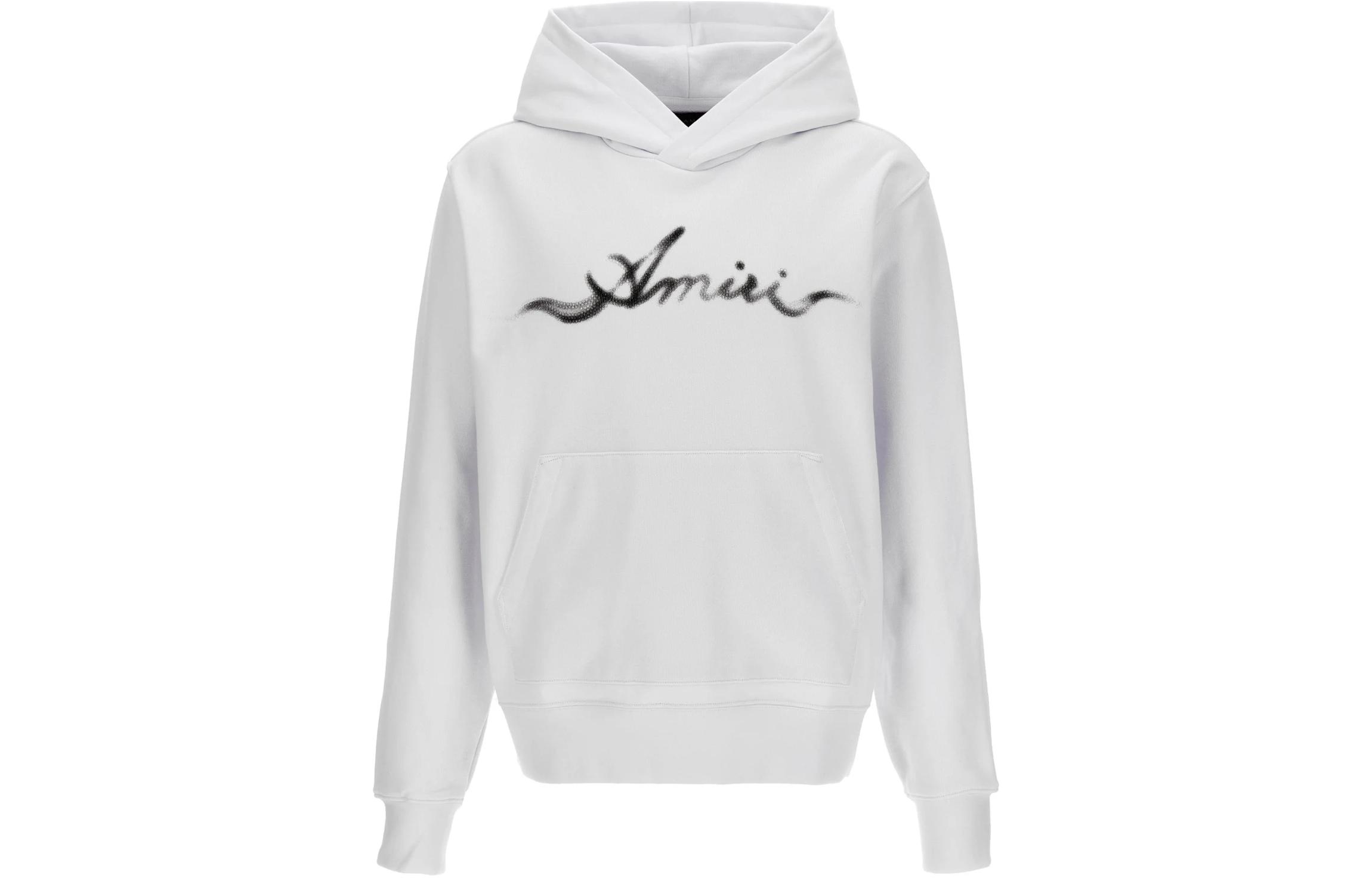 AMIRI White Hoodie with Letter Logo Print PS24MJL027-100