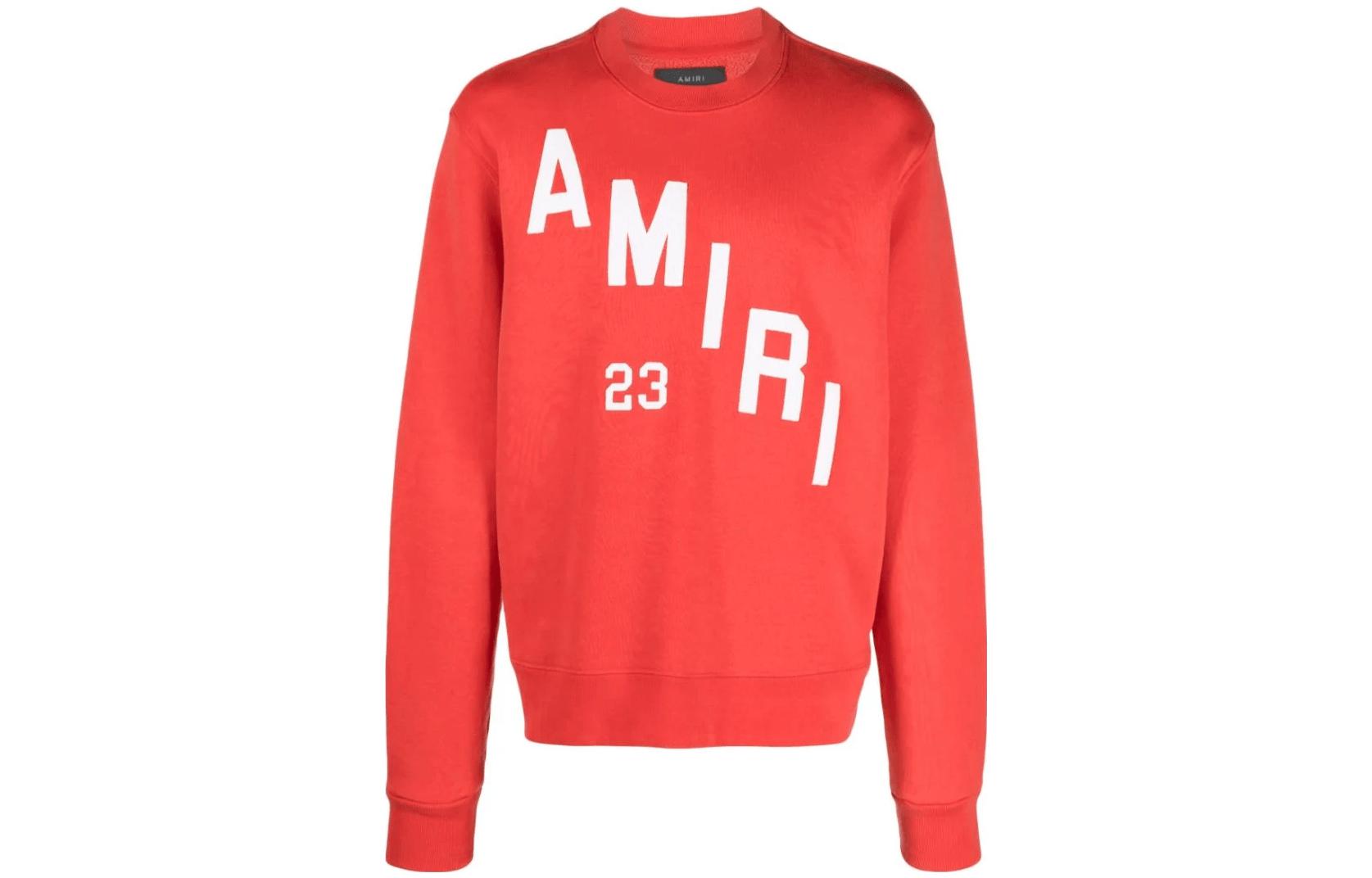 AMIRI Browns FW23 Hockey Logo Number Print Crewneck Sweatshirt Red Unisex EXSMJG023220