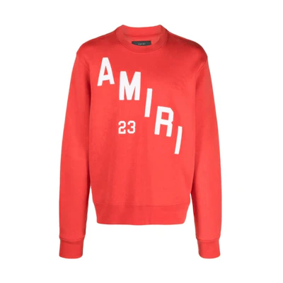 AMIRI Browns FW23 Hockey Logo Number Print Crewneck Sweatshirt Red Unisex EXSMJG023220
