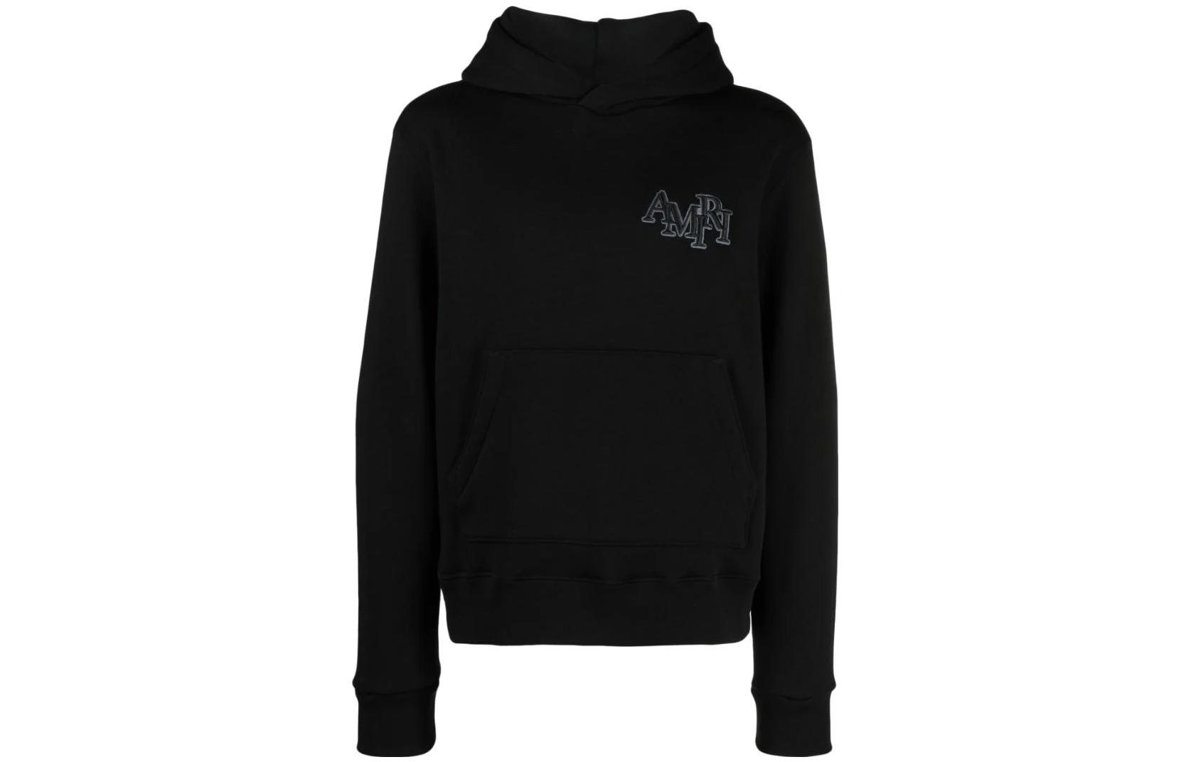 AMIRI Browns FW23 Intertwined Logo Patch Hoodie Unisex Black EXMJG029001