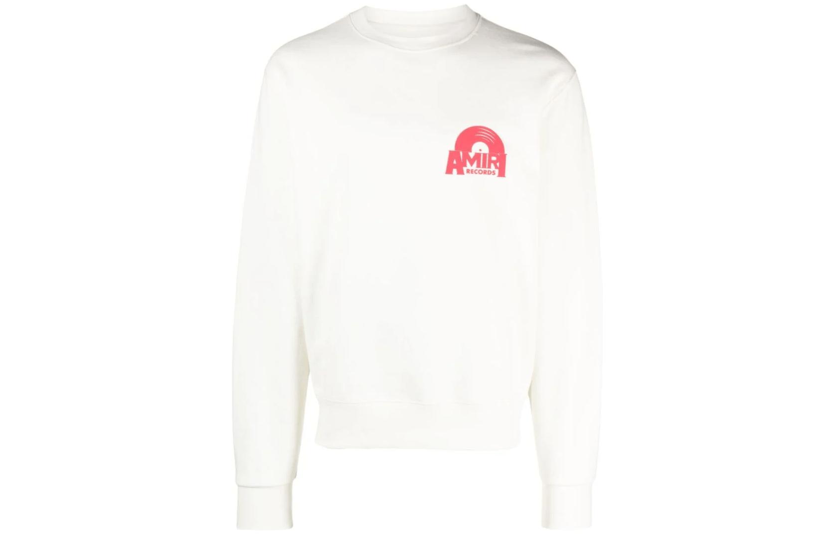 AMIRI Browns FW23 Vinyl Logo Print Crewneck Sweatshirt Unisex White EXMJC009