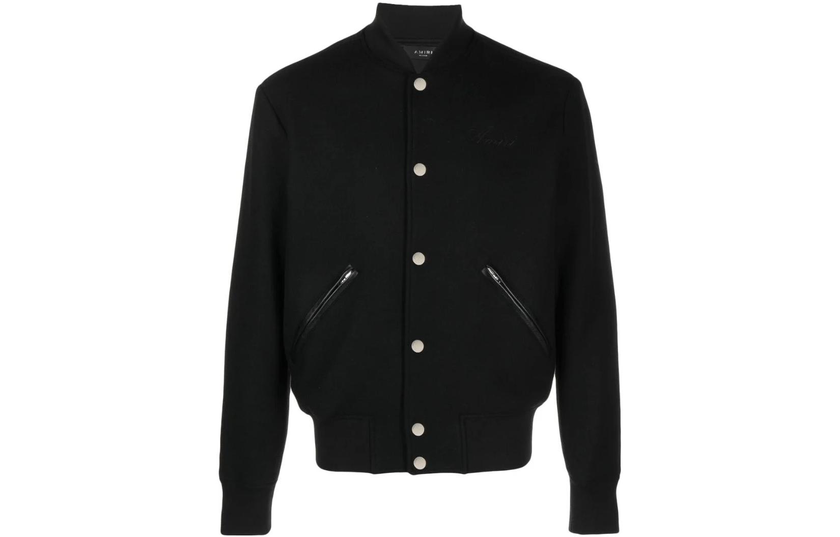 AMIRI Browns FW23 Wool Logo Embroidered Bomber Jacket Unisex Black AW23MOS098