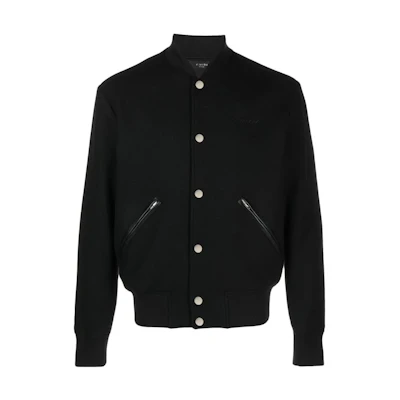 AMIRI Browns FW23 Wool Logo Embroidered Bomber Jacket Unisex Black AW23MOS098