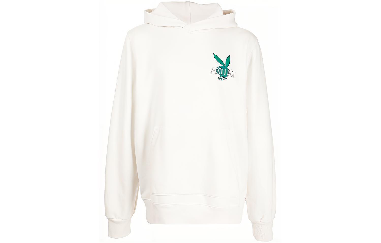 AMIRI x Playboy  Cotton Logo Hoodie Pullover White. MJGH017-128