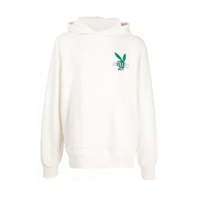 AMIRI Playboy Cotton Logo Hoodie Pullover White. MJGH017-128
