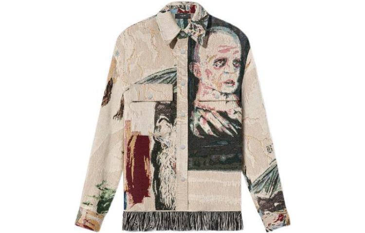 AMIRI WESLANG Beige Portrait Print Collared Jacket AW22MOS013-271