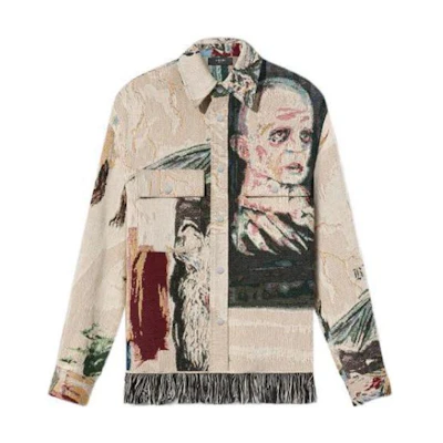 AMIRI WESLANG Beige Portrait Print Collared Jacket AW22MOS013-271