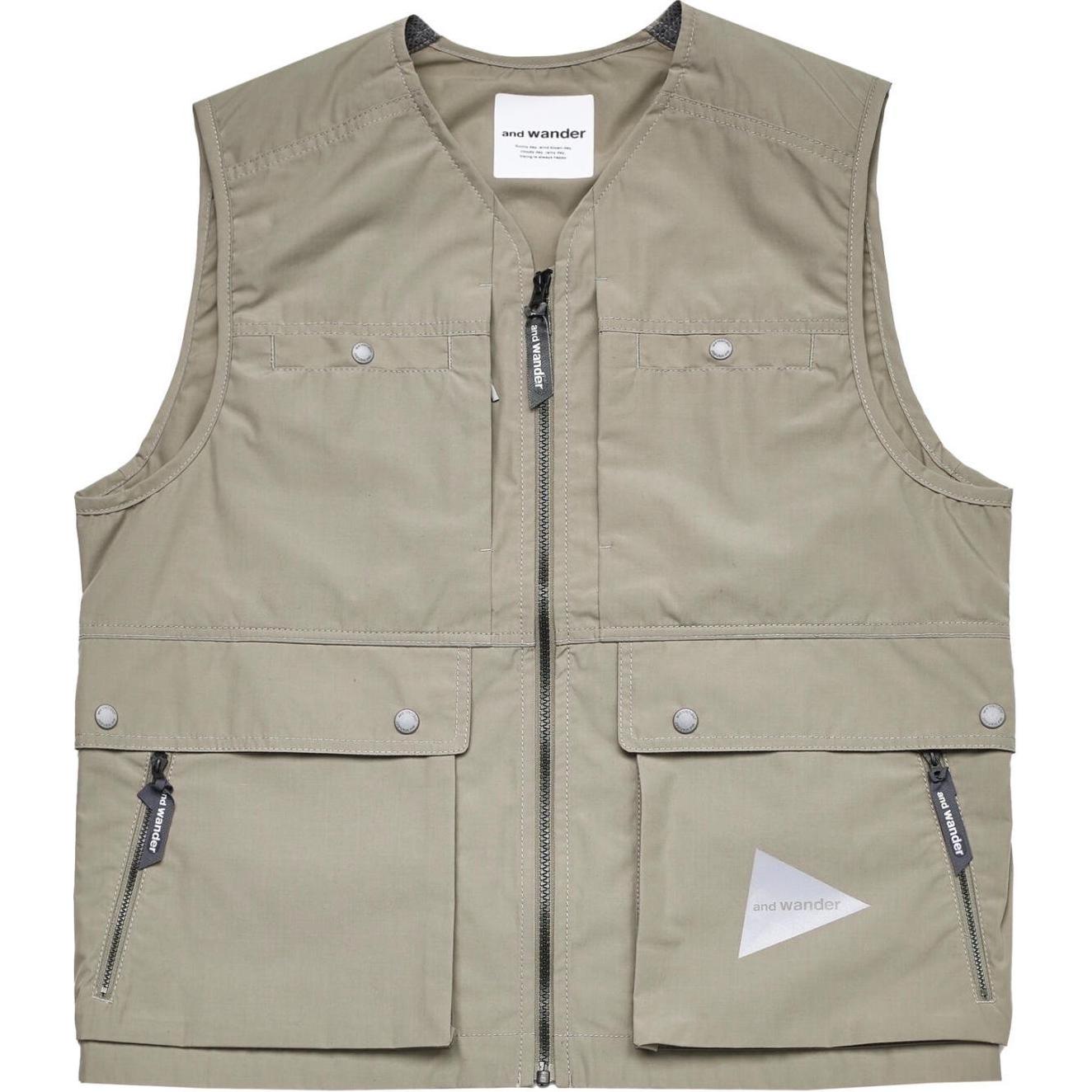 Order アンドワンダー ベージュ 無地 ルーズフィット ジップアップ スリーブレスベスト 5744181150-043