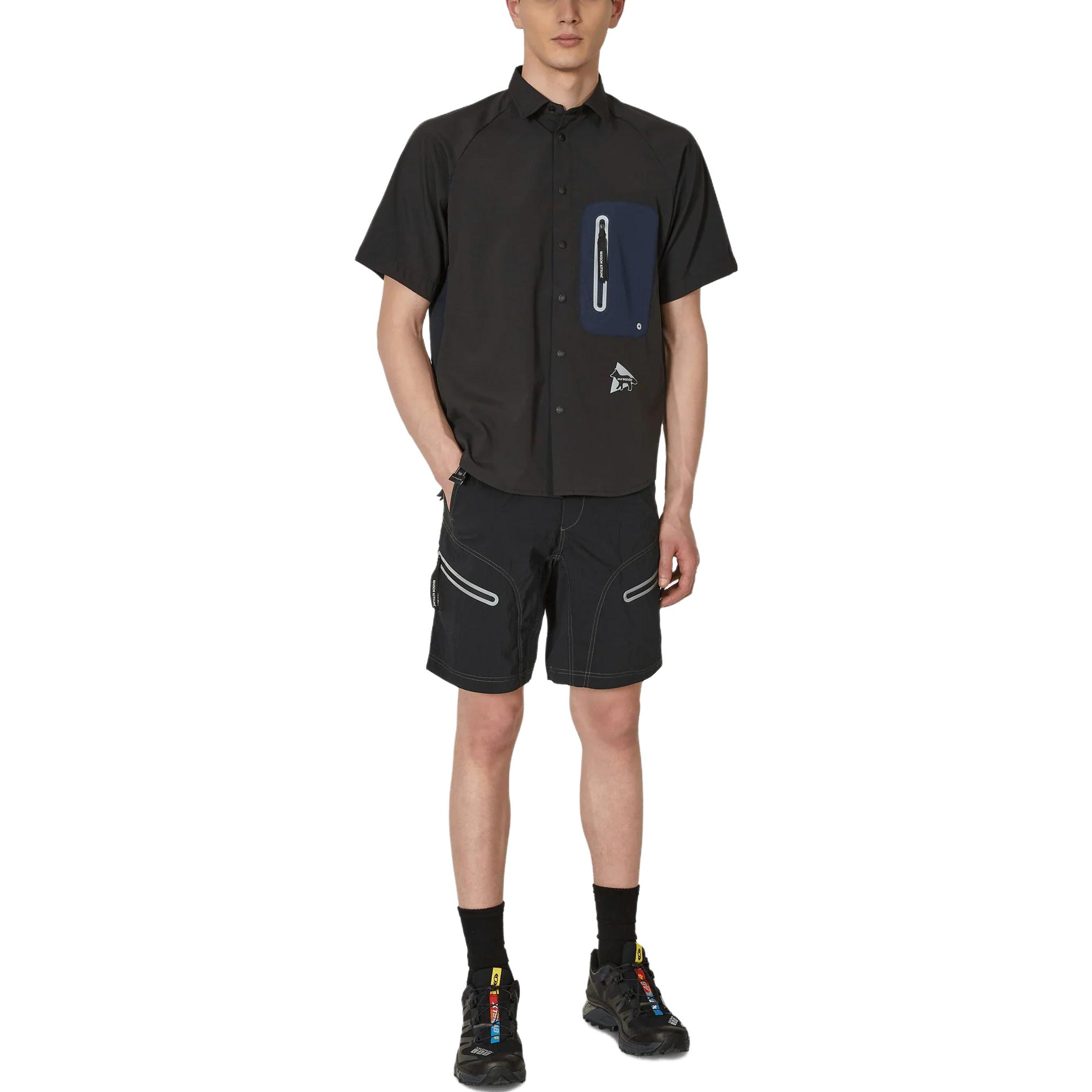 Lookbook and wander Seluar Pendek Cargo Hitam Longgar Mid-Rise 5743122901-010