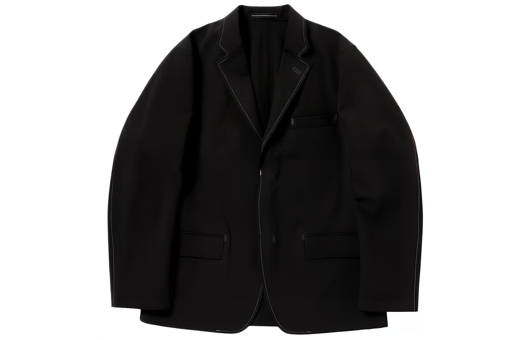 Order and wander Jaket Blazer Lengan Panjang Butang Warna Hitam Solid 5744181145-010