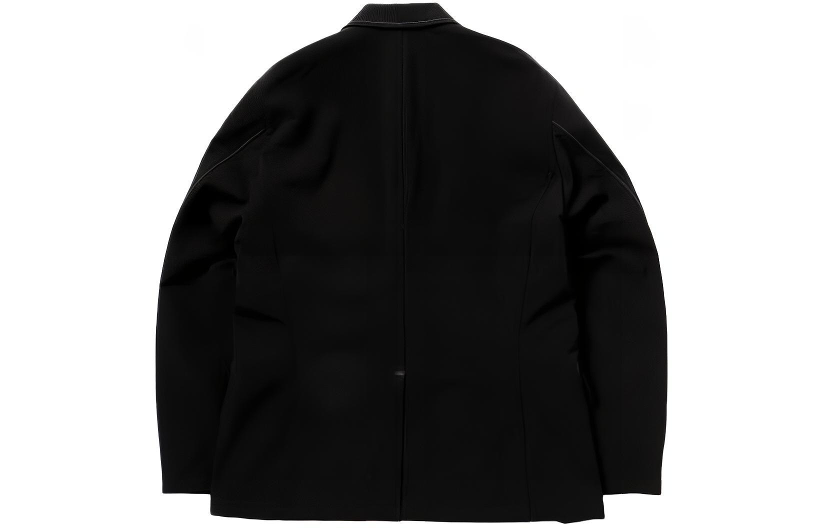 Lookbook and wander Jaket Blazer Lengan Panjang Butang Warna Hitam Solid 5744181145-010