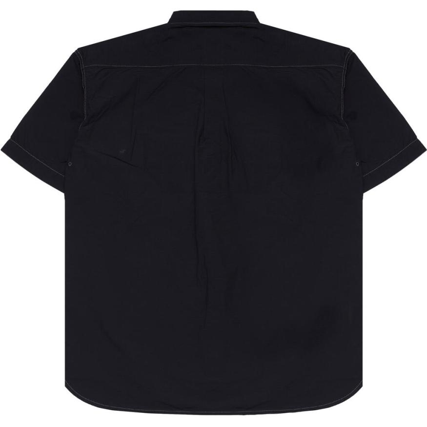 Lookbook and wander Kemeja Lengan Pendek Butang Hitam Solid 5744183166-010