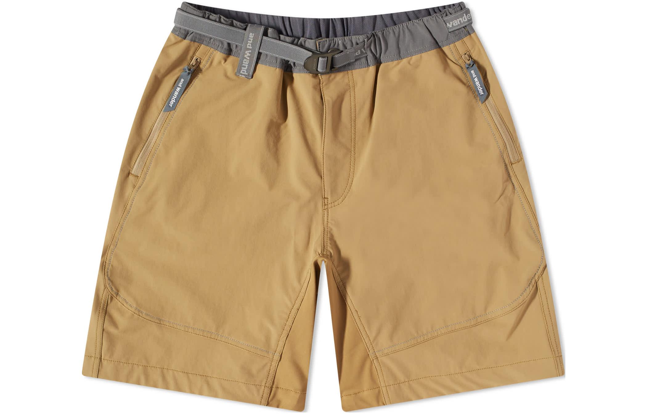 Order and wander Seluar Pendek Kasual Zip Warna Blok Coklat Muda 5743122037