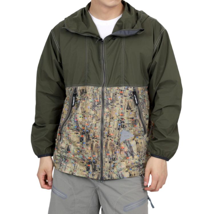 Order アンドワンダー グリーン プリント ジップアップ フーディ ジャケット 5744121110-040