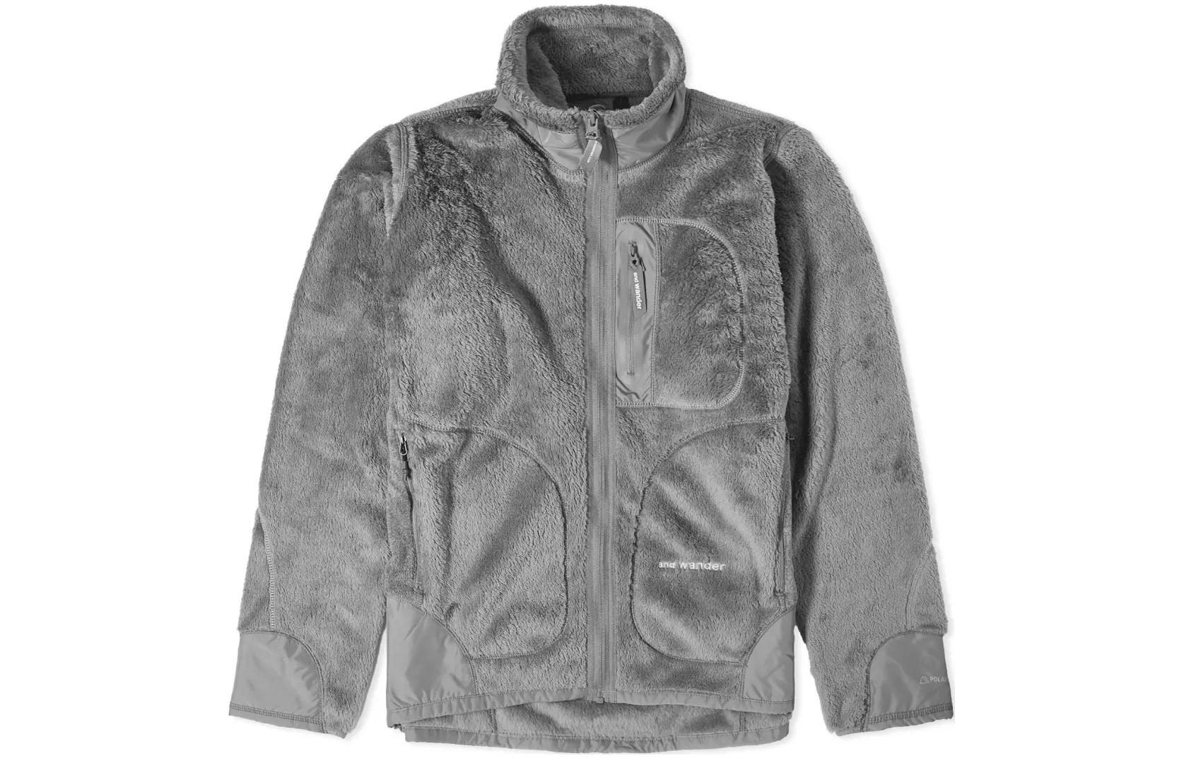 Order and Wander Jaket Kelabu Loose-Fit Leher Tinggi Zip Penuh 5743241017-023