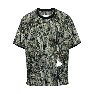 and wander Mosaic Camo Print Crew Neck T-Shirt Black 5744121111