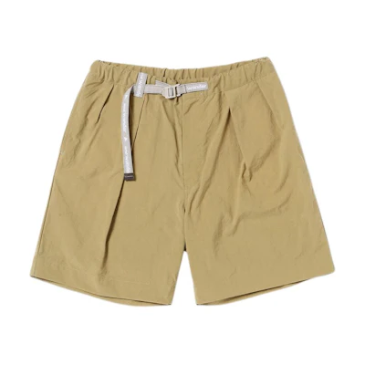 and wander Pleated Tapered Logo Embroidered Shorts Light Brown. 5744182177M040
