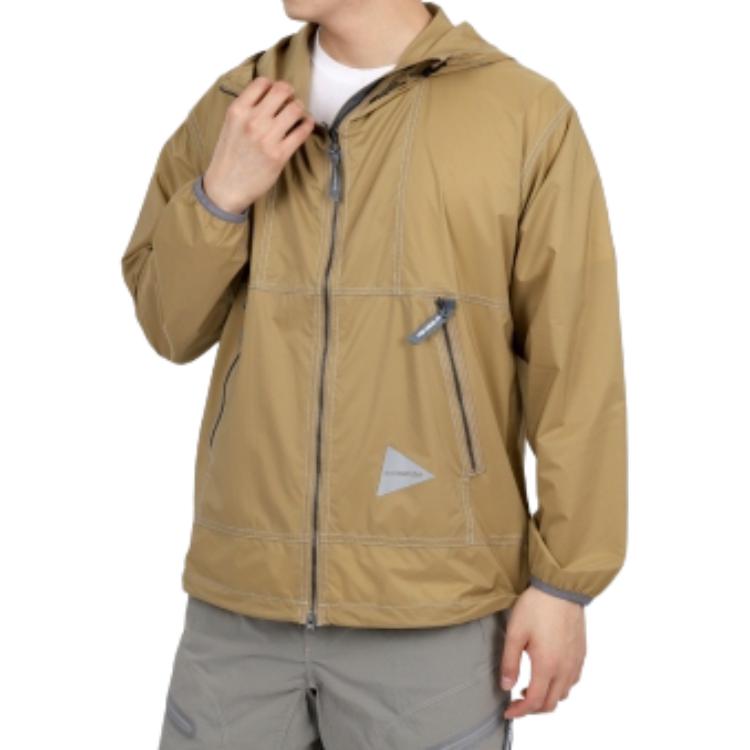 Lookbook and Wander イエロー 無地 フード付き ジップアップ ゆったりフィット ジャケット 5744121112-040