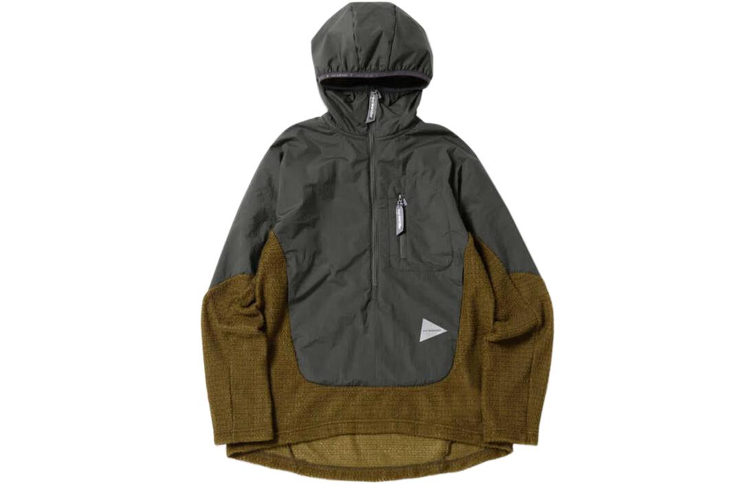 and wander Alpha Direct Pullover Hoodie Unisex Khaki Long-Sleeve Patchwork 5742241320-180