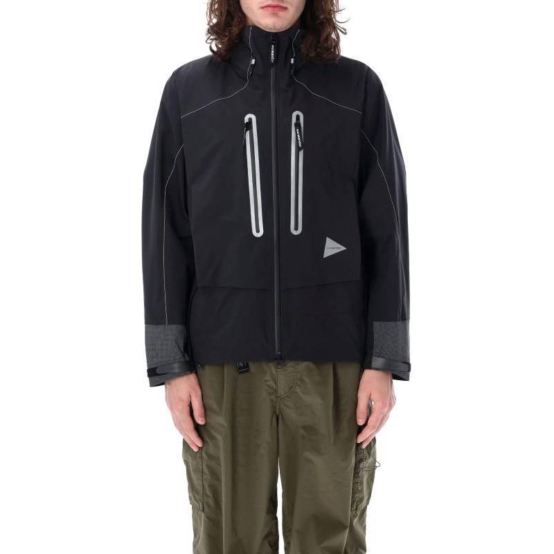 and wander Black Colorblock Striped Hooded Jacket 5744111101P010