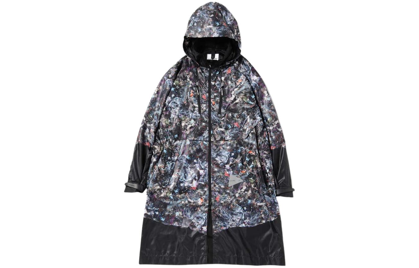 and wander Black Full-Print Mid-Length Zip Hoodie Jacket 574022100700010