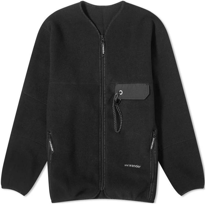 and-wander-black-v-neck-zip-up-loose-fit-long-sleeve-jacket-5743281053010