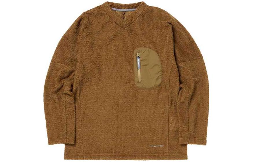 and wander Brown Solid V-Neck Pullover Long-Sleeve Sweatshirt 5743244024-042