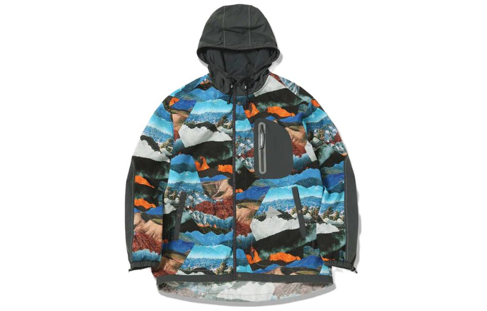and wander Camo Print Hooded Loose Jacket Blue 574-2141079