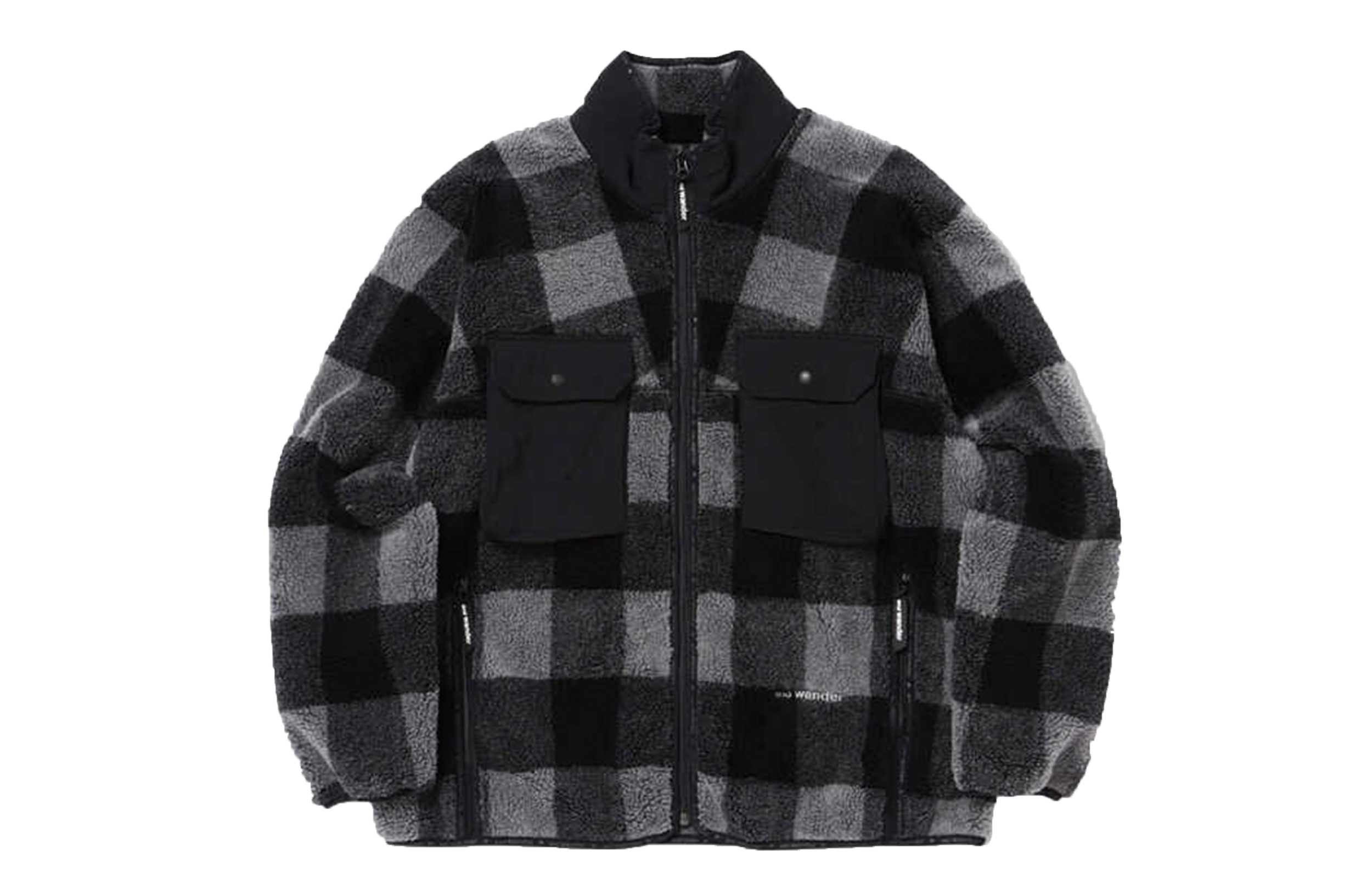 and wander Checkered Multi-Pocket Zip Jacket Unisex Black 5743281050S