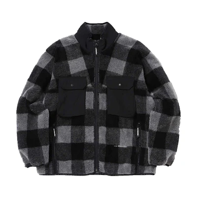 and wander Checkered Multi-Pocket Zip Jacket Unisex Black 5743281050S