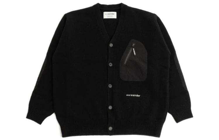 and wander FW22 Black Solid Color Zip Pocket Casual Long Sleeve Jacket 5742284361010