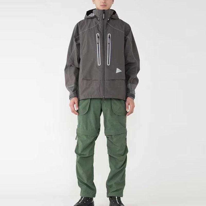 Shop and wander FW23 Jaket Kalis Air Longgar Bertudung Unisex - Kelabu 5743211001-023