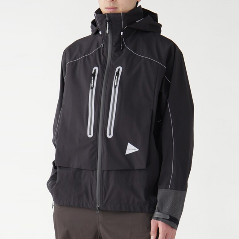 Sizing and wander FW23 Jaket Kalis Air Longgar Bertudung Unisex - Kelabu 5743211001-023