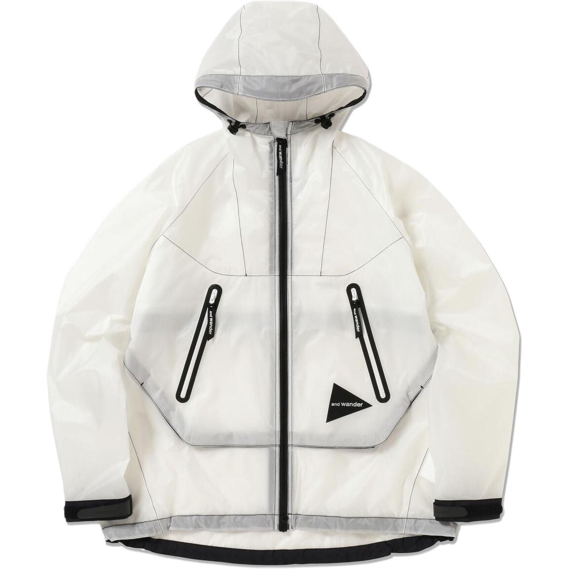 and wander FW24 Transparent Loose Fit Hooded Jacket Unisex White 5744211136S/M030