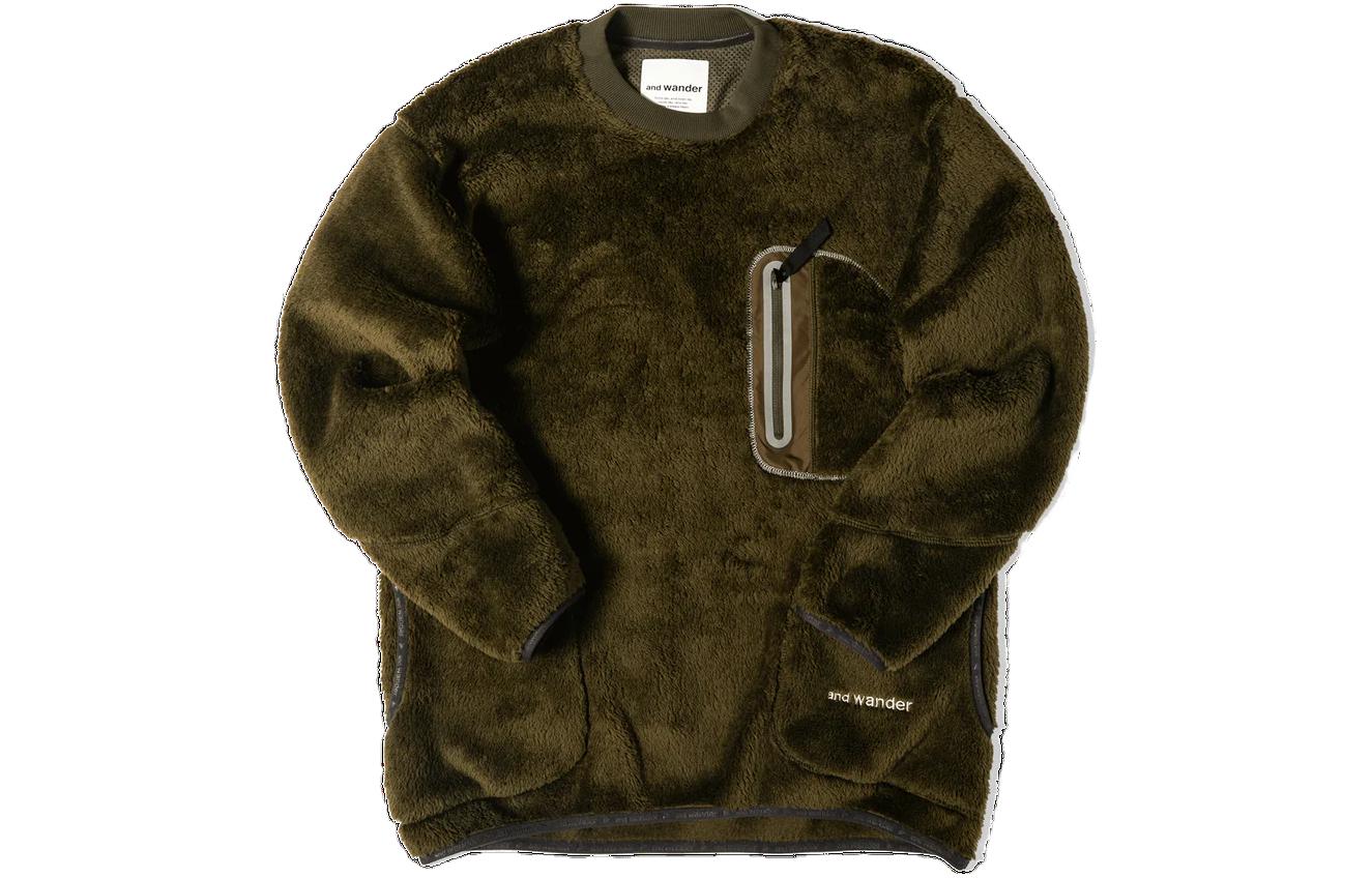 and wander Green Crewneck Pullover Long Sleeve Sweatshirt 5742241317180