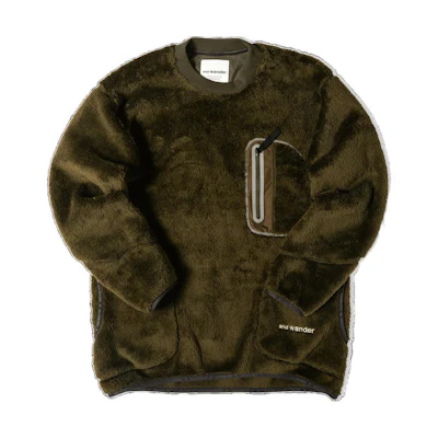 and wander Green Crewneck Pullover Long Sleeve Sweatshirt 5742241317180