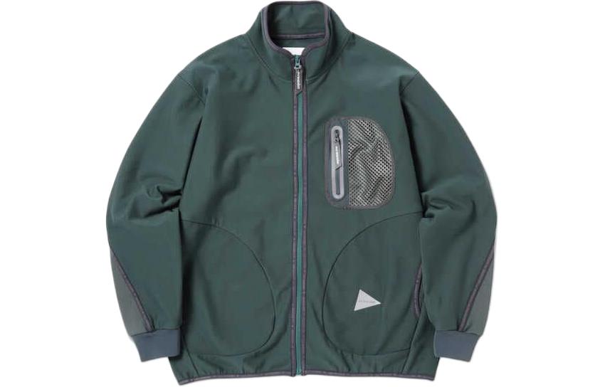 and wander Green Zip-Up High Neck Pocket Jacket Unisex 5743281057-140