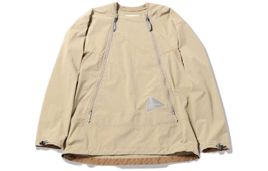 and wander Letter Patch Long-Sleeve Sweatshirt Khaki 1122672M12008