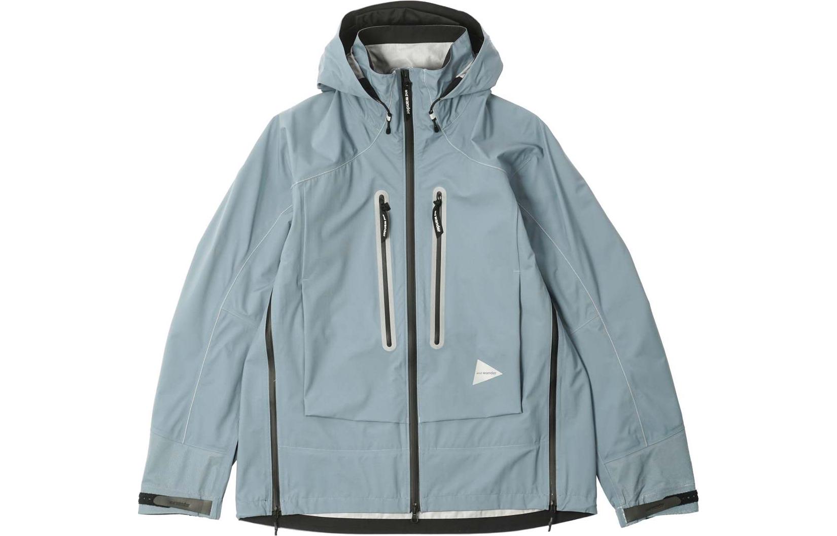 and wander Light Blue Hooded Zip-Up Jacket 5742111006111