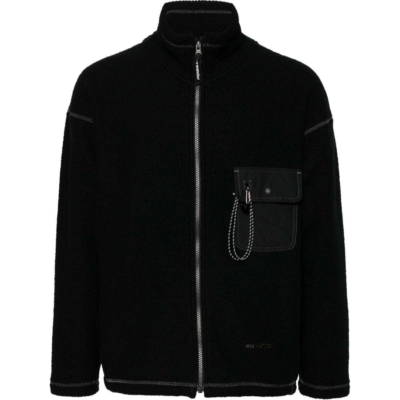 and wander Logo Embroidered Fleece High-Neck Jacket Black 5743284060-010