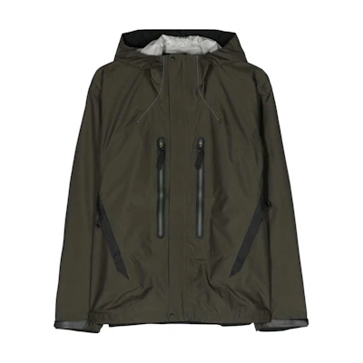 and wander Logo Print Reflective Hooded Jacket Forest Green () 5744111104