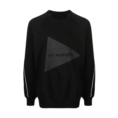 and wander Loose-Fit Letter Printed Crewneck Long Sleeve Sweatshirt Black 5742184002-101