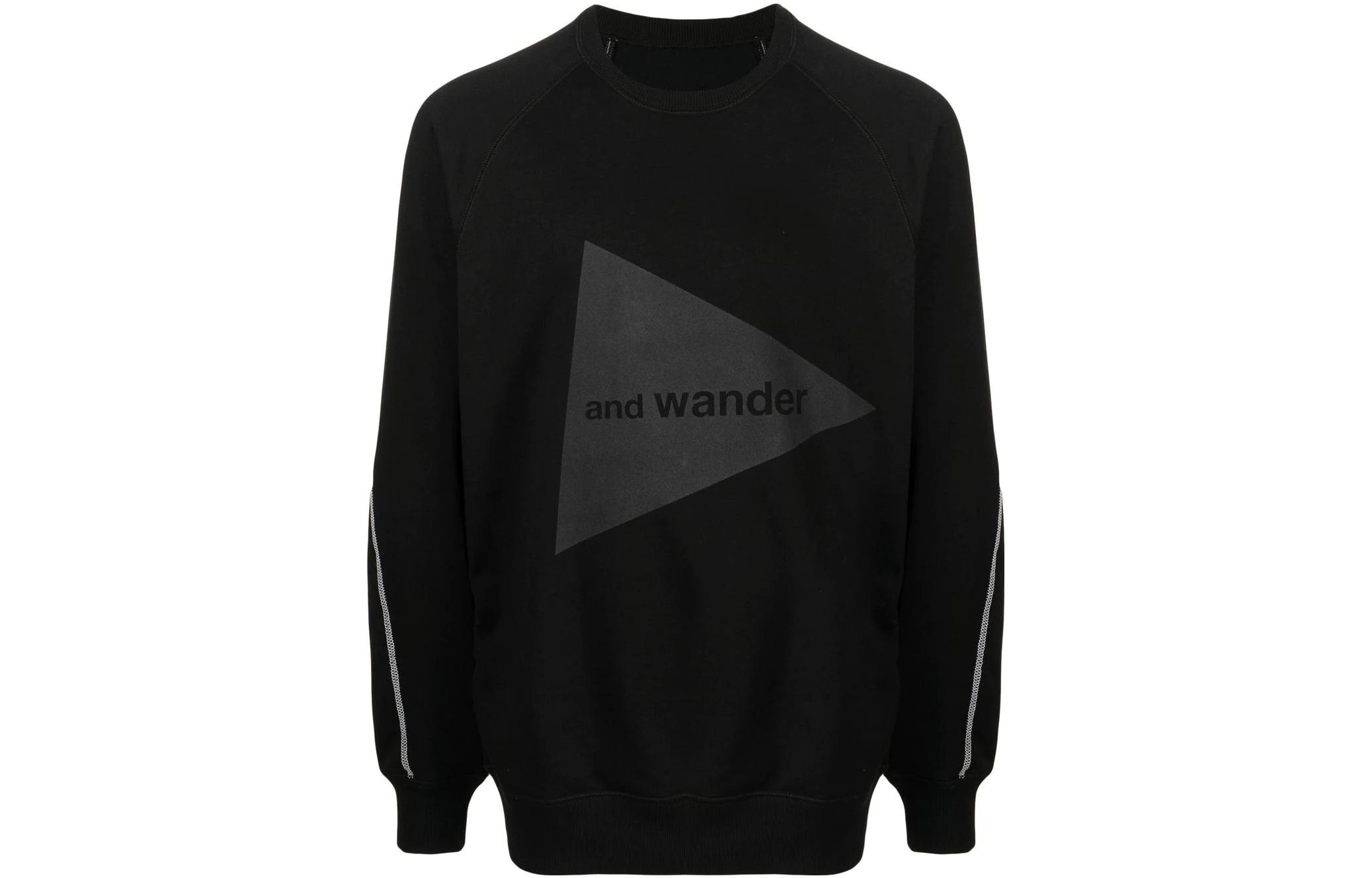 Order and wander Sweatshirt Lengan Panjang Hitam Loose-Fit Crewneck Letter Printed 5742184002-101