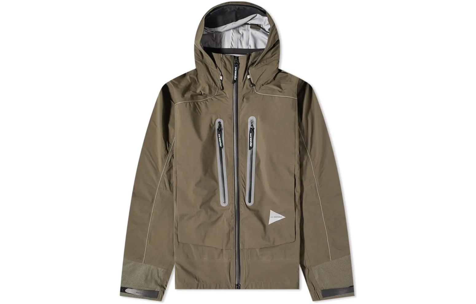 and wander Pertex Shield Green Rain Jacket with Solid Zip-Up Hoodie Design 5742211301180