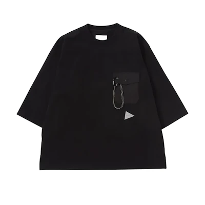 and wander Pocket Crewneck Oversized Short Sleeve T-Shirt Unisex Black 5743284064