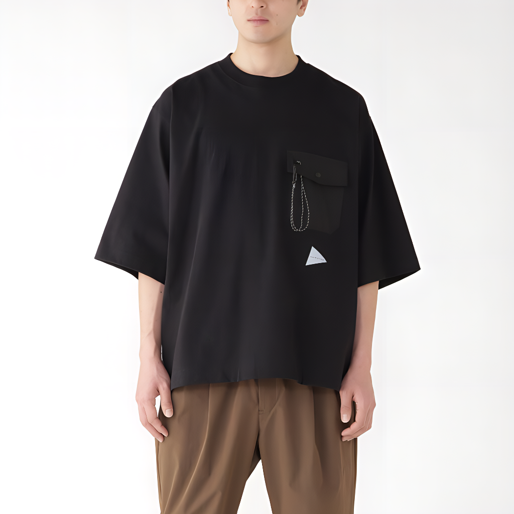 Lookbook and wander Kemeja-T Lengan Pendek Oversized Leher Bulat Unisex Hitam 5743284064