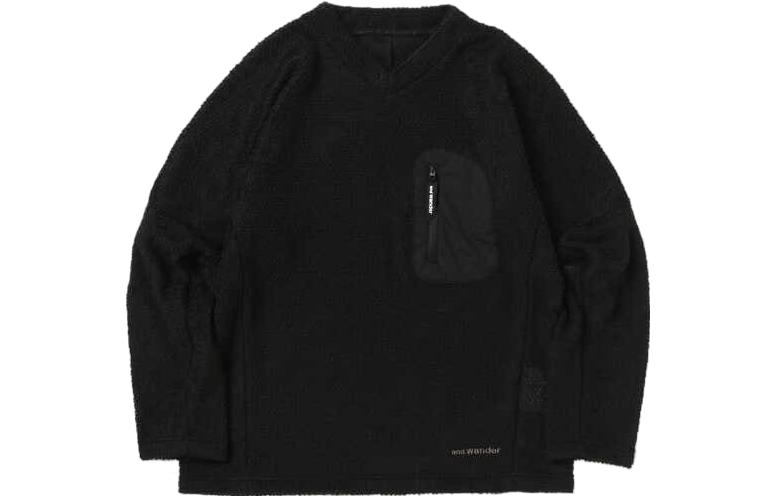and wander Pocket Oversized Pullover Sweatshirt Unisex Black 5743244024S010