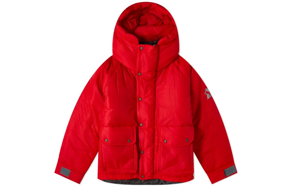 and wander Red Logo Print Loose Fit Hooded Zip-Up Jacket 5743281901-100